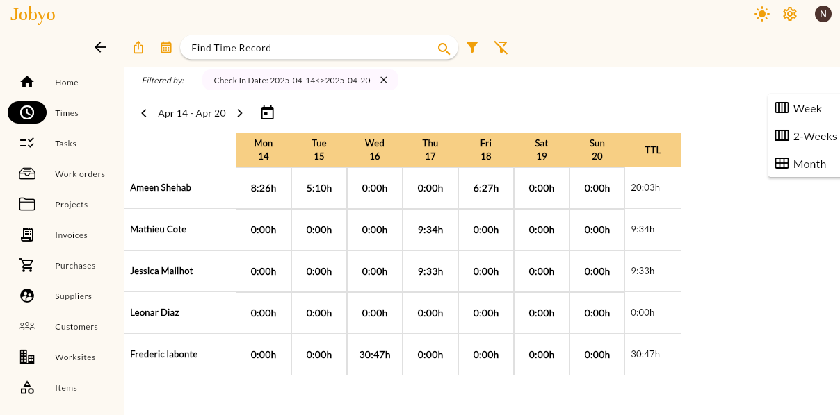 Timesheet Tracking